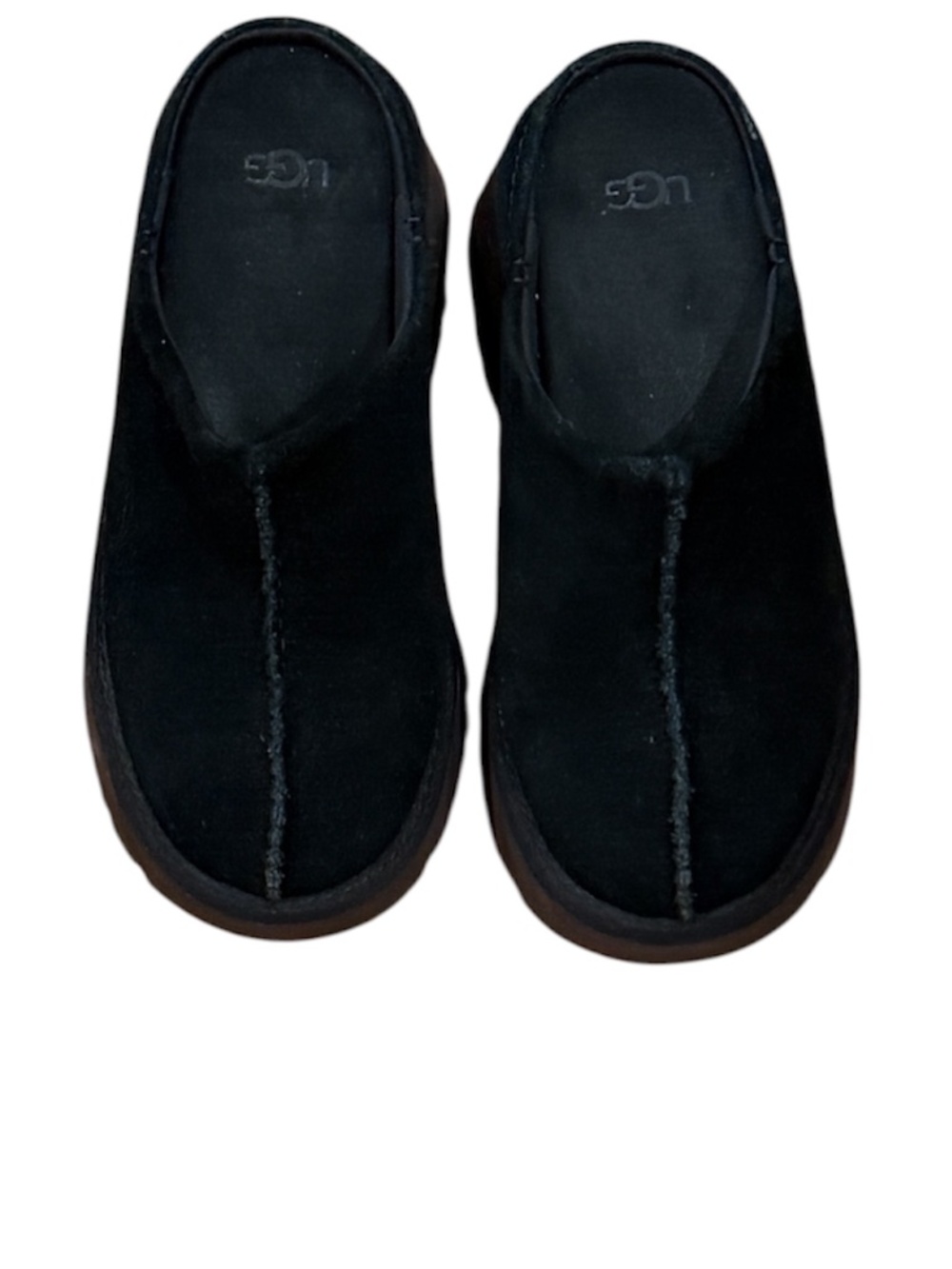 Worn once UGG Black New Heights suede platform clogs mules 38 7 - Picture 3 of 5